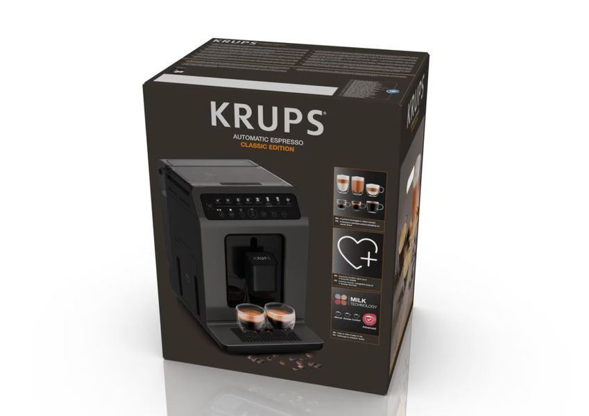 Кавомашина Krups Evidence Classic, 2.3л, зерно, автомат.капуч, дисплей, авторецептів -8, сенсор.керування, чорний (EA89ZB10) 368162 фото