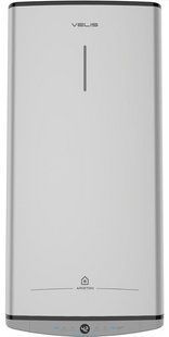 Водонагрівач електр. Ariston плаский слім VELIS TECH 100 EU, 100л, 2*1,5кВт, ун. монтаж, електр. кер-ння, B, Італія, Сірий 364358 фото