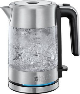 Електрочайник Russell Hobbs Compact Home 0.8л, скло, підсвічування, сріблясто-чорний (24191-70) 363538 фото