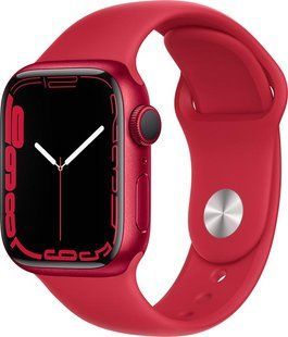 Смарт-годинник Apple Watch Series 7 GPS 41mm Red Aluminum Case With Red Sport Band (MKN23) 218226 фото