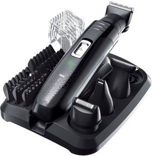 Набір для стрижки Remington Groom Kit, для бороди, вусів, голови і носа, акум., насадок-10, титан.напил., чорний (PG6130) 370147 фото