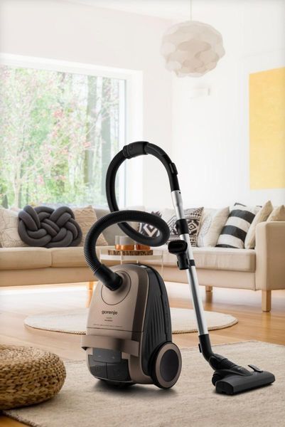 Пилосос Gorenje мішковий, 850Вт, конт пил -3л, HEPA, сенсорне упр, телескоп трубка, бронзовий (VCE28G6ALLGO) 381193 фото