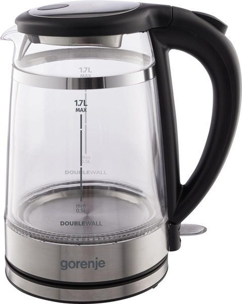 Електрочайник Gorenje 1.7л, 2,200 Вт, strix контроль, скло, чорний (K17GDW) 372074 фото