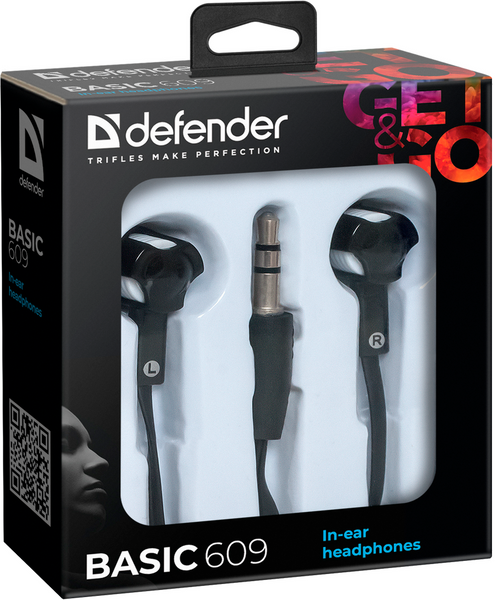 навушники DEFENDER Basic-609 black/white 306111 фото