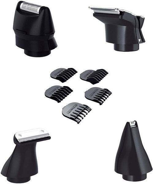 Набір для стрижки Remington Groom Kit, для бороди, вусів, голови і носа, акум., насадок-10, титан.напил., чорний (PG6130) 370147 фото