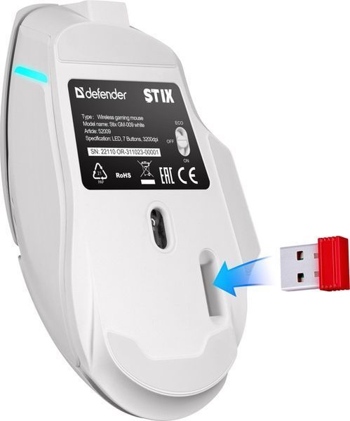Миша DEFENDER Stix GM-009 white (52009) 355094 фото