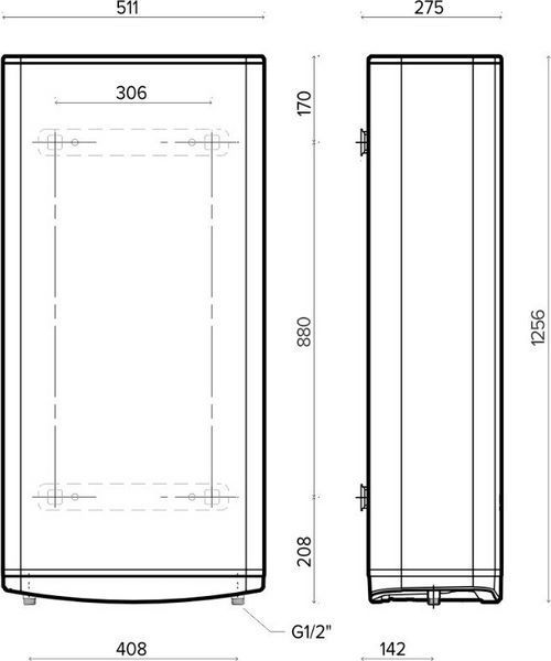 Водонагрівач електр. Ariston плаский слім VELIS TECH 100 EU, 100л, 2*1,5кВт, ун. монтаж, електр. кер-ння, B, Італія, Сірий 364358 фото