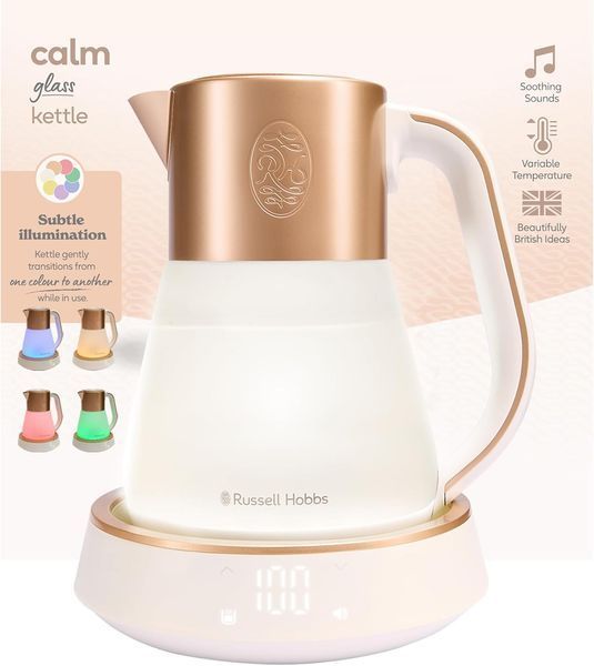 Електрочайник Russell Hobbs Calm, 1.7л, скло, біло-мідний (27450-70) 364548 фото