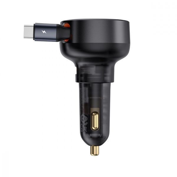 АЗП Baseus Enjoyment Pro U + Retractable Cable Type-C 60W (C00057802111-02) Black 344218 фото