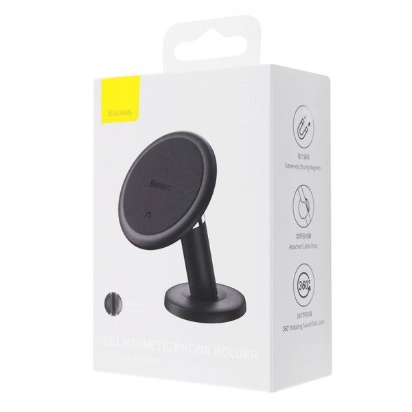 Автомобільний тримач Baseus C01 Magnetic Stick-on (C40140803113-00) black 332181 фото