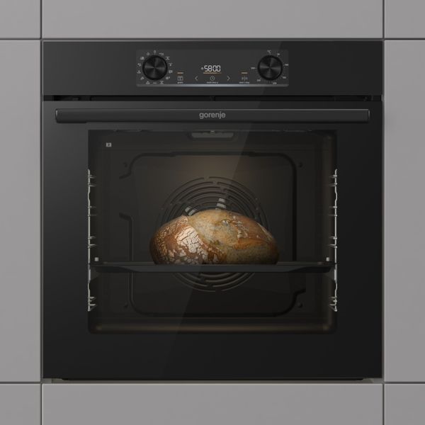 Духова шафа Gorenje електрична, 77л, A+, дисплей, IconLed, піроліз, готув. на різн рівнях, чорний 390879 фото