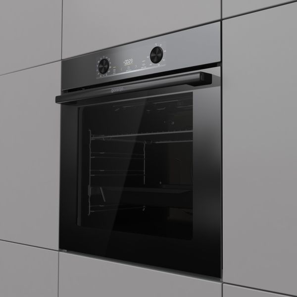 Духова шафа Gorenje електрична, 77л, A+, дисплей, IconLed, піроліз, готув. на різн рівнях, чорний 390879 фото
