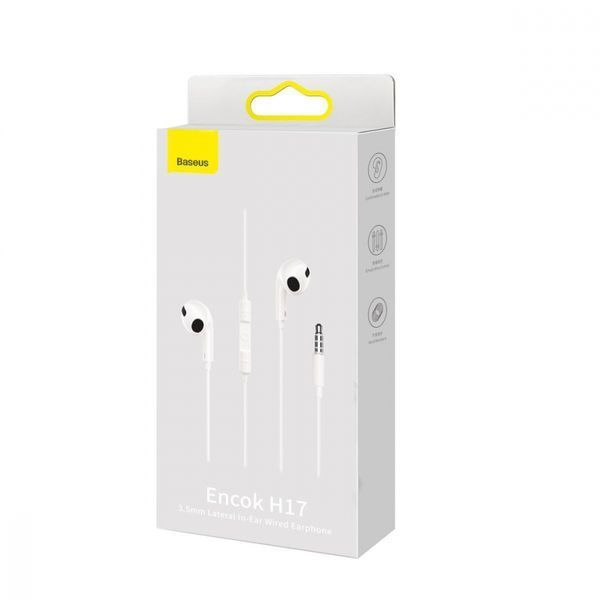 Навушники Baseus Encok 3.5mm Lateral In-ear Wired Earphone H17 White NGCR020002 268176 фото