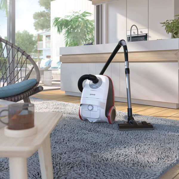 Пилосос Gorenje мішковий, 700Вт, 3л, HEPA, щітка Xpand Zone, телескоп, червоний (VCEA21GPLW) 374908 фото