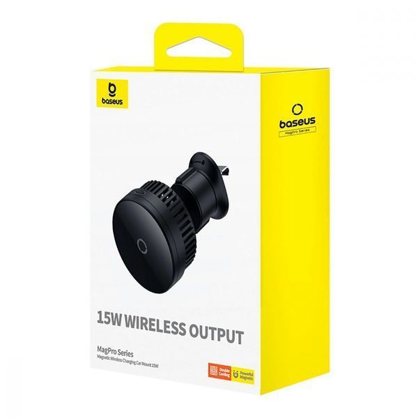 Автомобільний тримач з Бездротовим ЗП Baseus MagPro Series Magnetic Qi2 15W (C40164100121-01) black 378280 фото