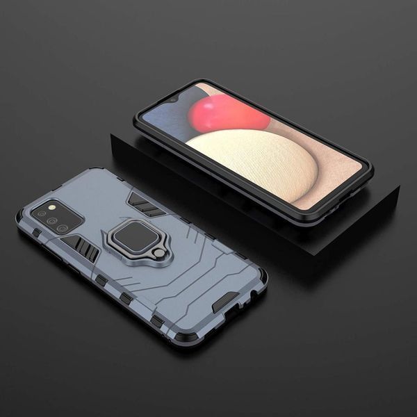 Ударопрочный чехол Transformer Ring for Magnet для Samsung Galaxy A03s Серый / Metal slate 240699 фото