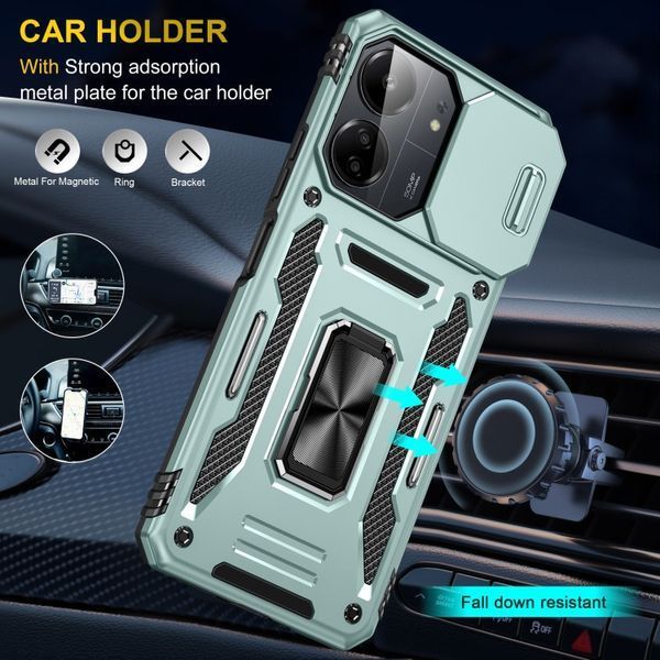 Ударостійкий чохол Camshield Army Ring для Xiaomi Redmi 13C / Poco C65 Зелений / Light Green 315907 фото