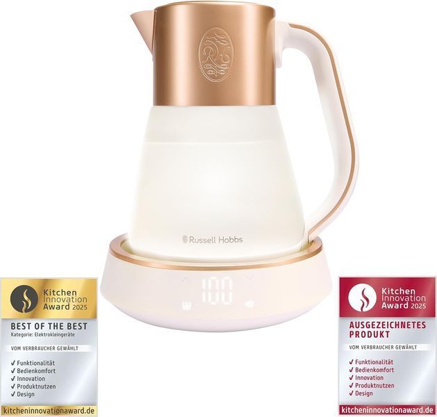 Електрочайник Russell Hobbs Calm, 1.7л, скло, біло-мідний (27450-70) 364548 фото
