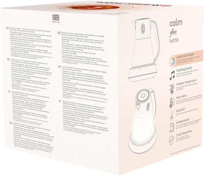 Електрочайник Russell Hobbs Calm, 1.7л, скло, біло-мідний (27450-70) 364548 фото