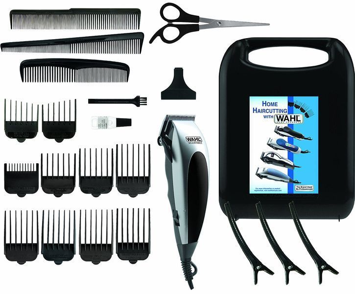Машинка для стрижки WAHL HomePro, від мережі, вібраційний мотор, насадок-8, кейс,ножиці, гребінець в компл, сталь, чорно-сріблястий (09243-2216) 362304 фото