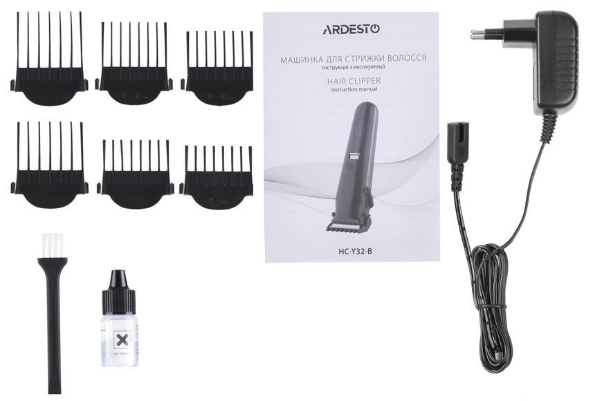 Машинка для стрижки Ardesto HC-Y32-B, мережа+акум., насадок-6, сталь+кераміка, чорний 370477 фото