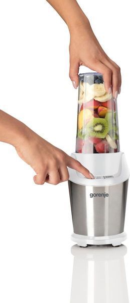 Блендер Gorenje стаціонарний 1000Вт, чаша-750мл, подрібнювач, білий-нерж (BN1000E) 366469 фото