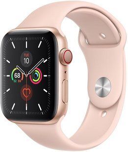 Смарт-годинник Apple Watch Series 5 44mm GPS + LTE Aluminum Gold Case with Pink Sand Sport Band (MWW02/MWWD2) 136166 фото