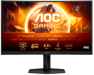 Монiтор TFT AOC 27" C27G4ZXU VA Curved FHD 280Hz 300nit 2*HDMI DP USB HAS MM Black 319098 фото