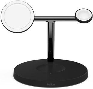 Зарядний пристрій бездротовий Belkin BOOST CHARGE PRO 3-in-1 Wireless Charger with MagSafe (HPG02, WIZ009ttBK-APL) Black 396948 фото