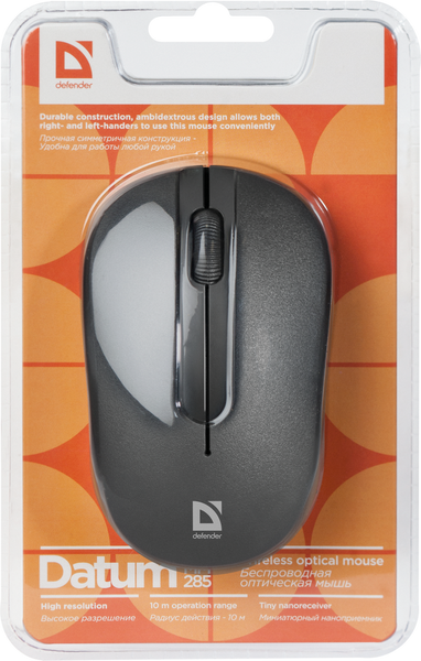 Миша DEFENDER (52285)Datum MM-285 Wireless 1600 dpi чорна 306292 фото