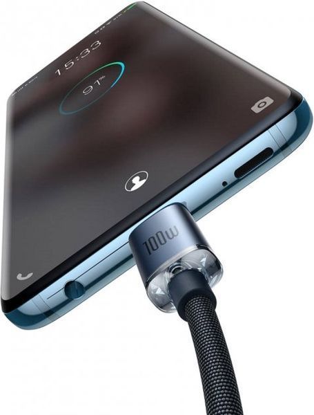 Кабель Baseus Crystal Shine Series Fast Charging Data USB кабель Type-C To Type-C 100W 1.2m (CAJY000601) Black 260559 фото