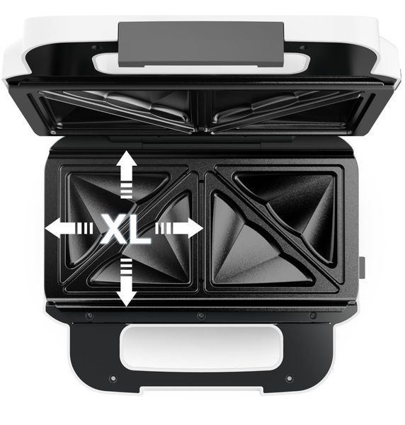 Мультимейкер Tefal Snack XL 850Вт, тефлон, 3 пластини, корпус-пластик, біло-чорний (SW701110) 370263 фото