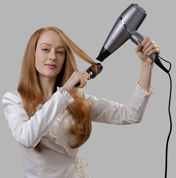 Фен Remington ProLuxe You Adaptive, 2400Вт, 3 режими, дифузор, іоніз-я, хол. обдув, турбо режим, сірий (AC9800) 366569 фото