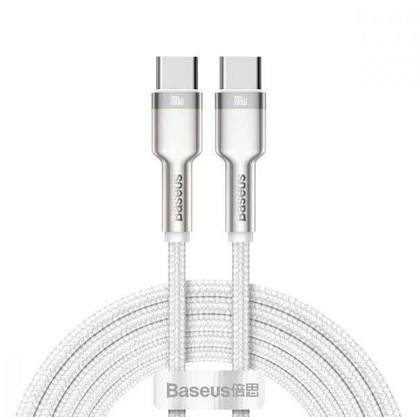 Кабель Baseus Cafule Metal Type-C ToType-C 100W (2m) White (CATJK-D02) 270837 фото