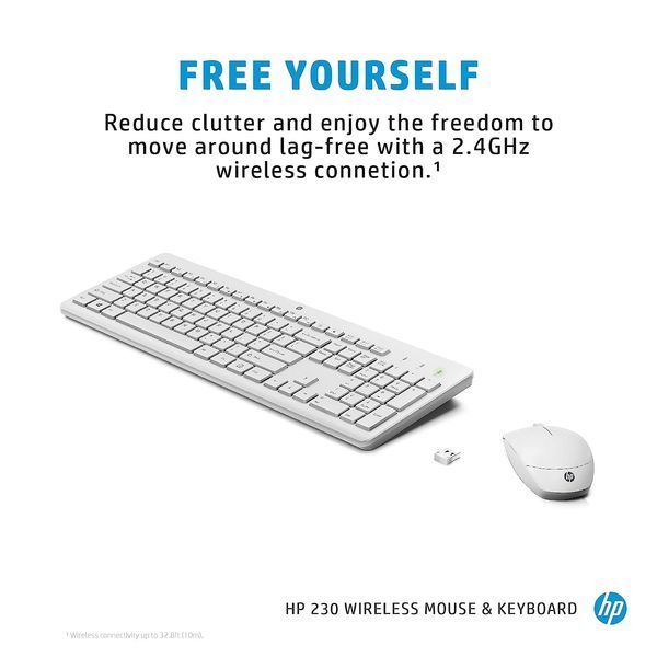 Комплект клавіатура та миша НР 230, WL, EN/UK, білий (3L1F0AA) 364701 фото