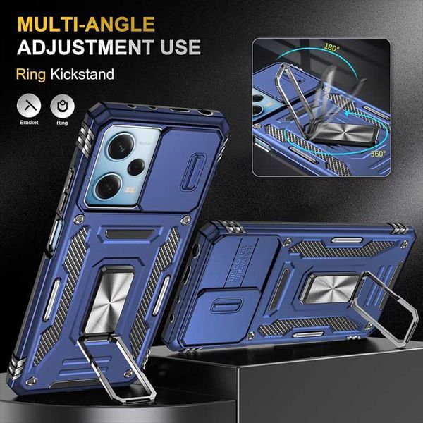 Ударостійкий чохол Camshield Army Ring для Xiaomi Redmi 12 / Poco M6 Pro 5G Синій / Navy 283612 фото