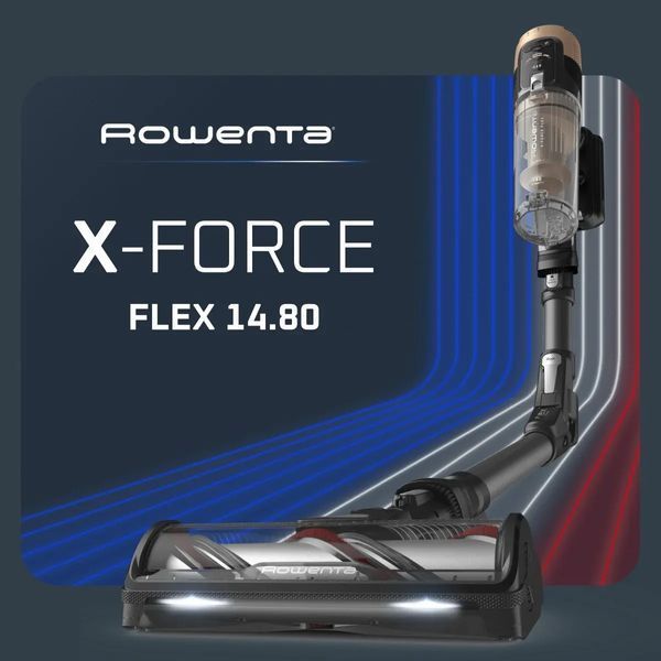 Пилосос Rowenta безпровідний X-Force Flex 14.80 Auto Animal, 240Вт, конт пил -0.65л, автон. робота до 90хв, HEF system 99,9%, чорно-золотий (RH9B74WO) 374837 фото