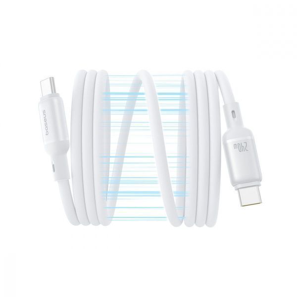 Кабель Baseus PicoGo Magnetic Liquid Silicone Type-C to Type-C 240W (1m) (P10376800211-00) white 356175 фото