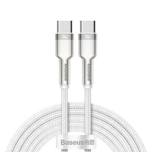 Кабель Baseus Cafule Metal Type-C ToType-C 100W (2m) White (CATJK-D02) 270837 фото