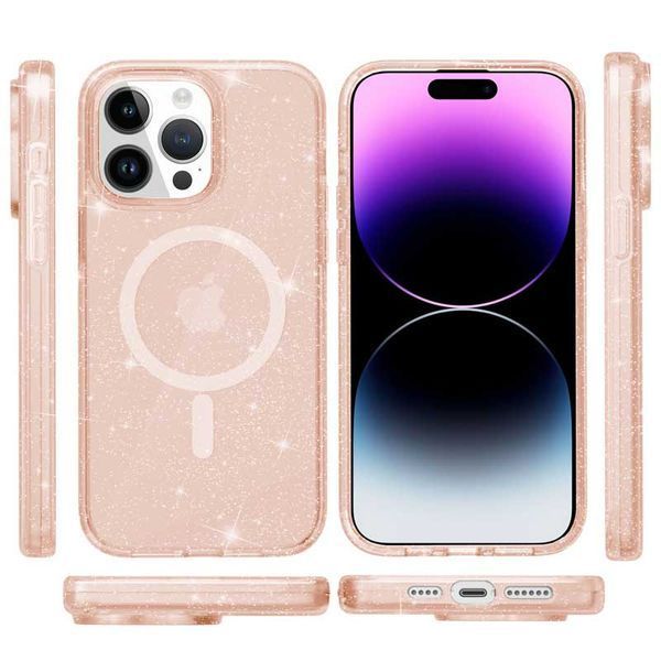 Чохол TPU Galaxy Sparkle (MagFit) для Apple iPhone 15 Pro (6.1") Gold+Glitter 277406 фото