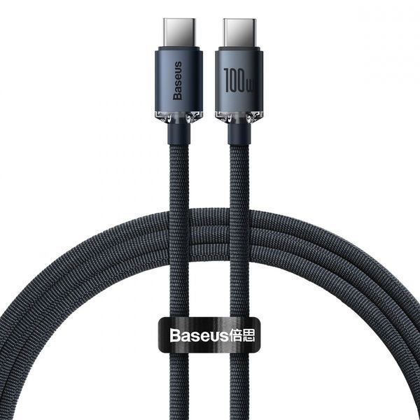 Кабель Baseus Crystal Shine Series Fast Charging Data USB кабель Type-C To Type-C 100W 1.2m (CAJY000601) Black 260559 фото