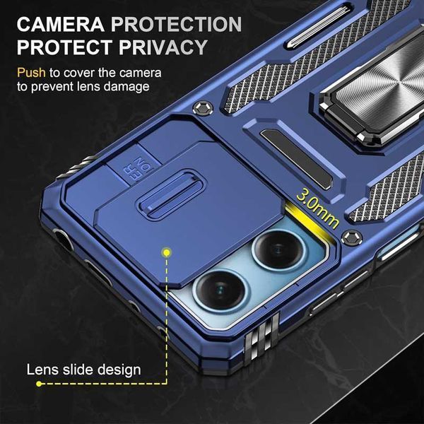 Ударостійкий чохол Camshield Army Ring для Xiaomi Redmi 12 / Poco M6 Pro 5G Синій / Navy 283612 фото