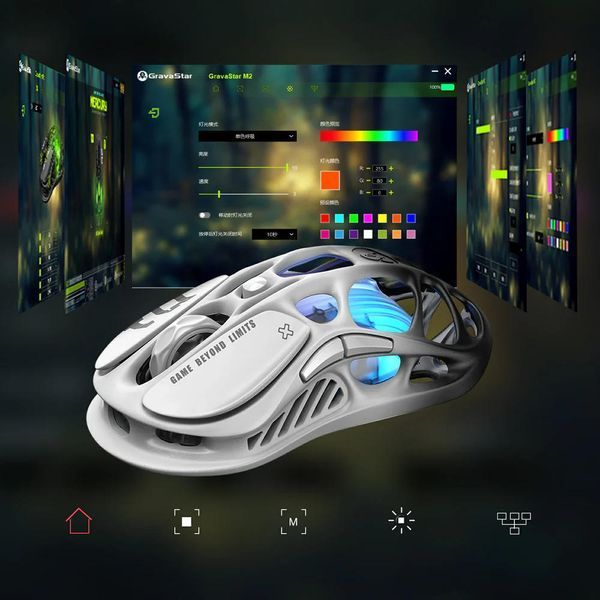 Миша GravaStar Mercury M1 Pro, BT/WL/USB-A, RGB, чорно-білий 380336 фото