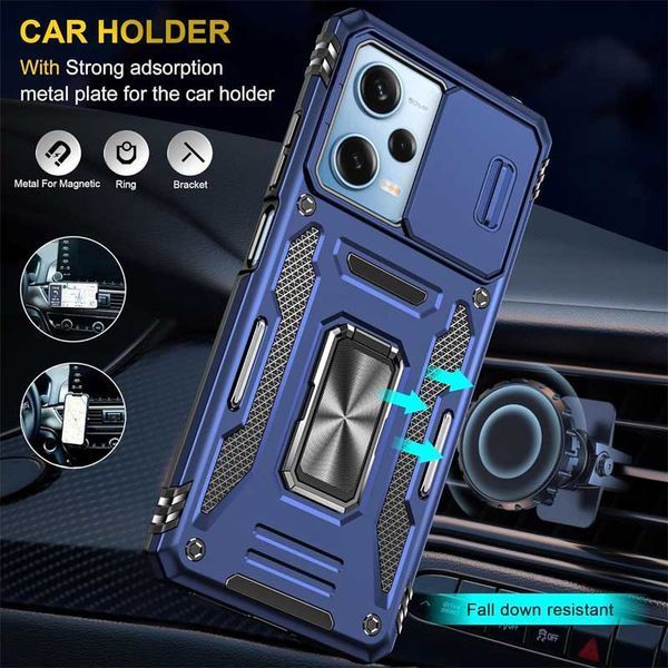 Ударостійкий чохол Camshield Army Ring для Xiaomi Redmi 12 / Poco M6 Pro 5G Синій / Navy 283612 фото