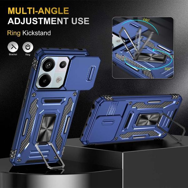 Ударостійкий чохол Camshield Army Ring для Xiaomi Poco X6 Pro Синій / Navy 315932 фото