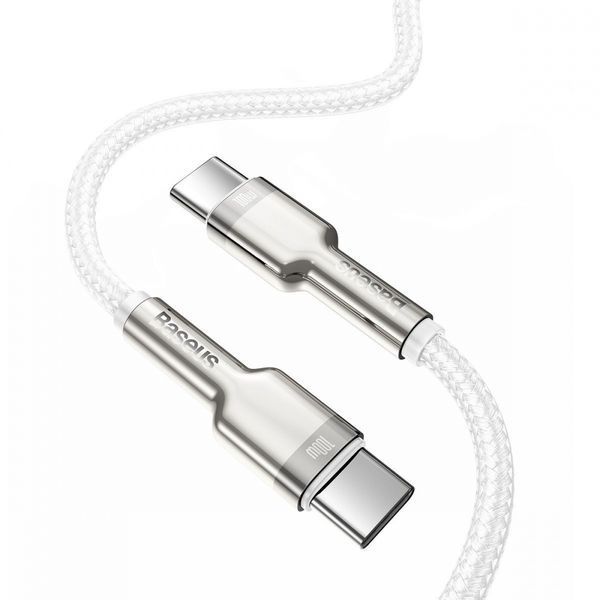 Кабель Baseus Cafule Metal Type-C ToType-C 100W (2m) White (CATJK-D02) 270837 фото