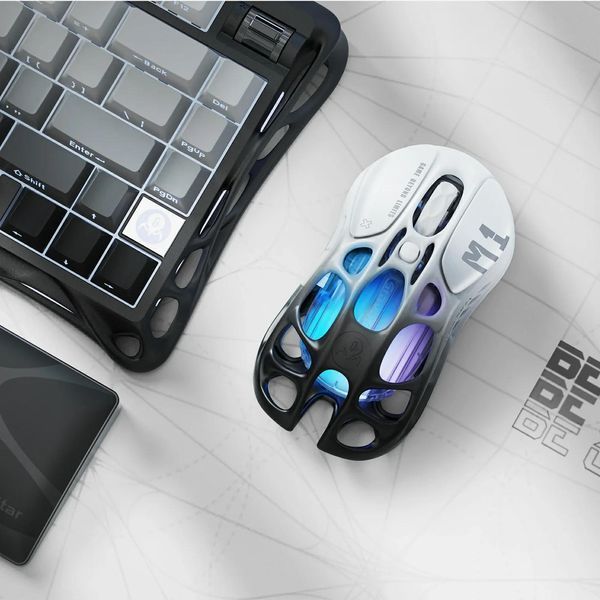 Миша GravaStar Mercury M1 Pro, BT/WL/USB-A, RGB, чорно-білий 380336 фото