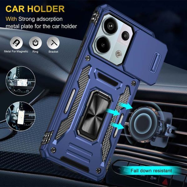 Ударостійкий чохол Camshield Army Ring для Xiaomi Poco X6 Pro Синій / Navy 315932 фото