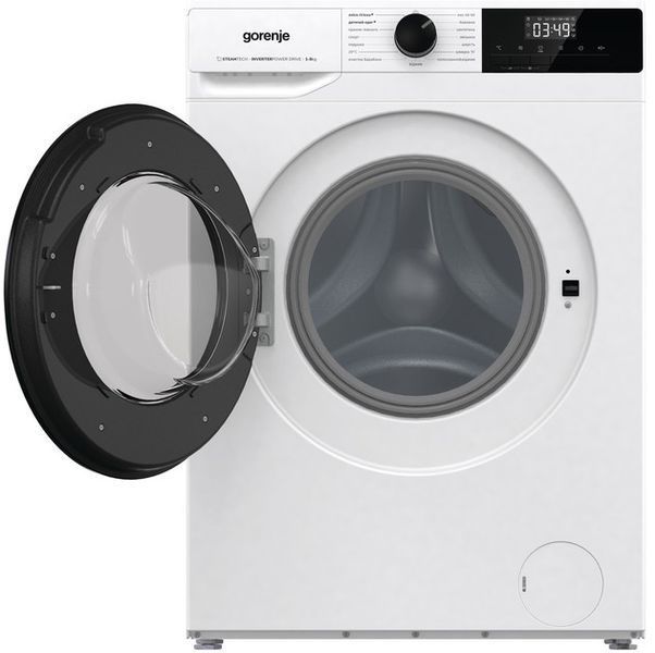 Пральна машина Gorenje фронтальна, 8кг, 1400, A+++, 55см, дисплей, пара, інвертор, білий (W1NHPI84AS) 375708 фото