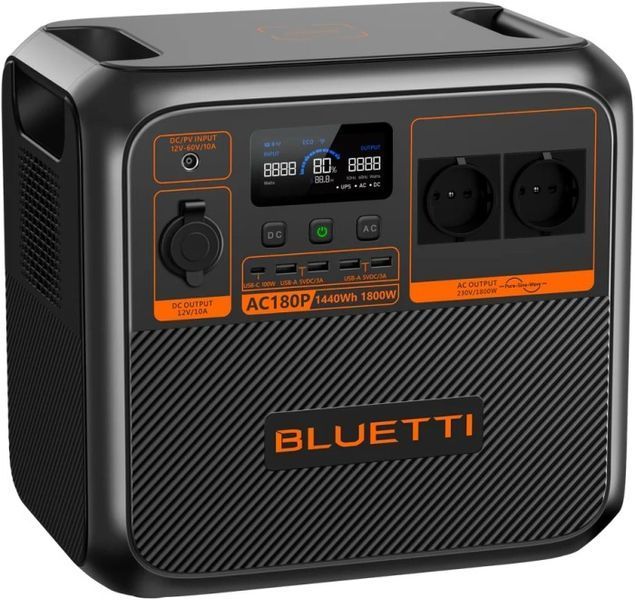 Зарядна станція Bluetti AC180P 1800W/1440WH Balck/Orange 280655 фото